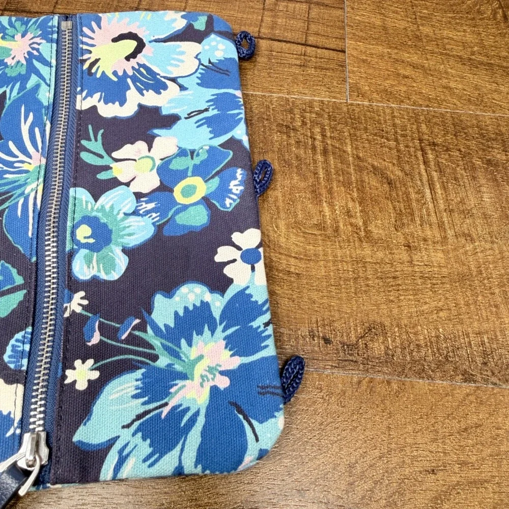 NWT‎ Vera Bradley Moonlight Garden Canvas Pencil Pouch 3 Ring Binder Case Blue